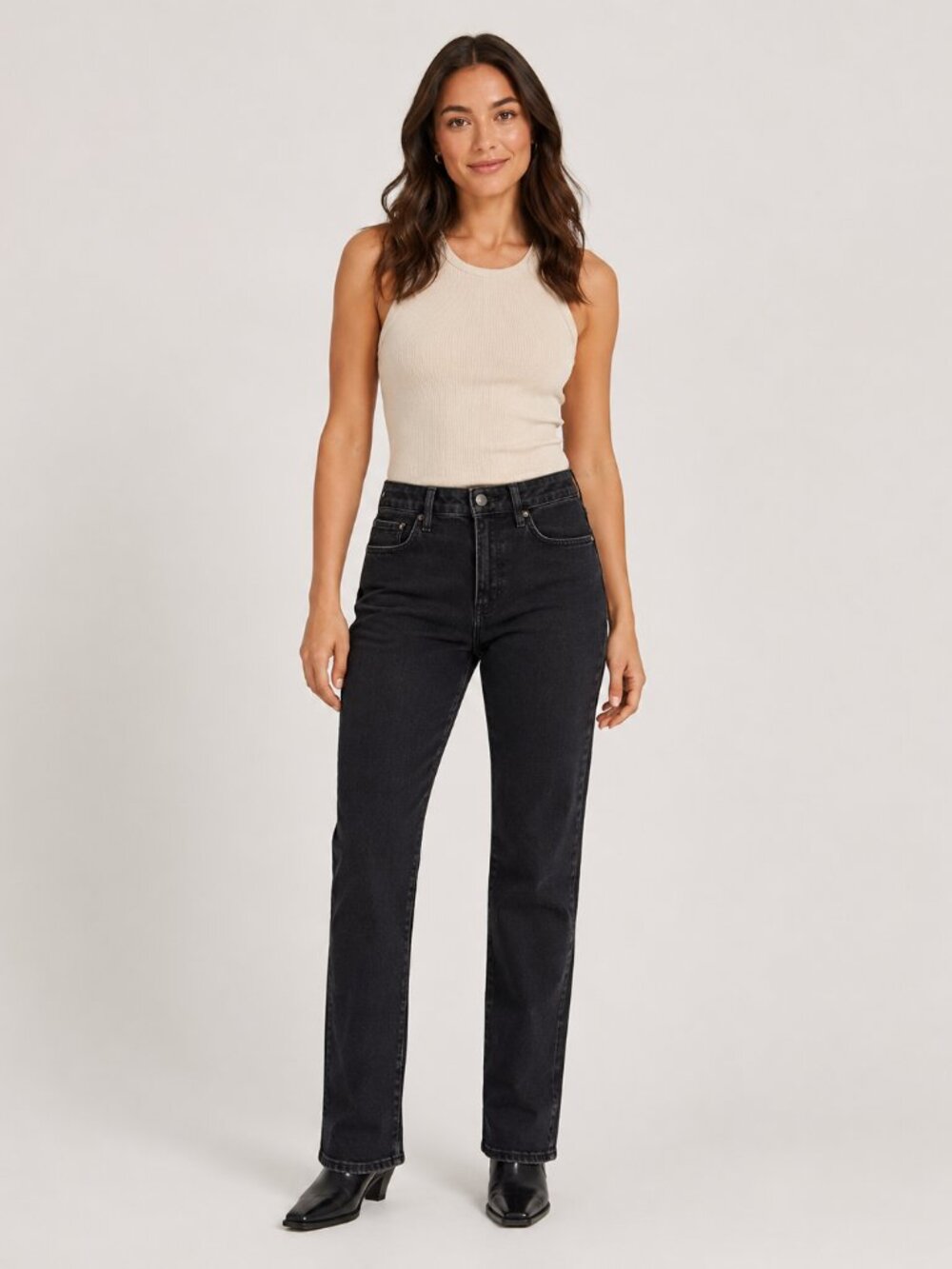 Member’s Mark Women’s Straight Jeans Size 4 Black High Rise Stretch Denim
